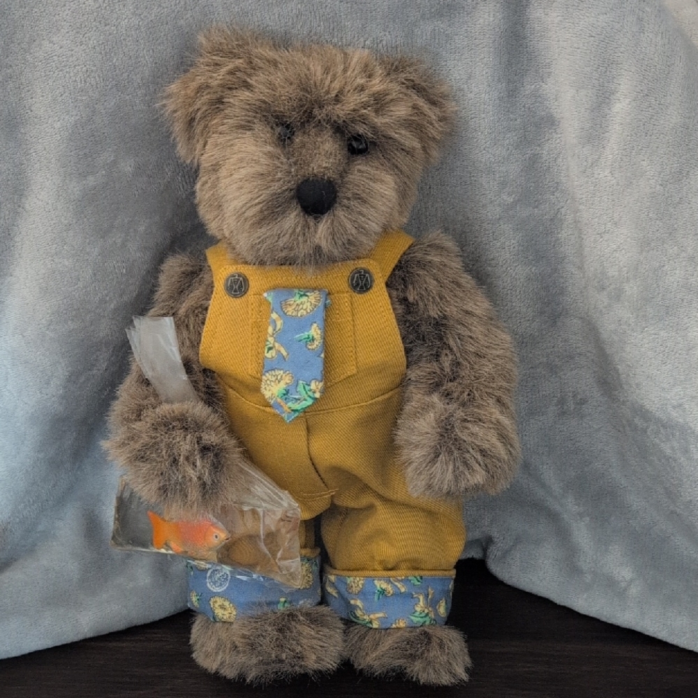 "Bartholomew" Plush Teddy Bear with Yellow Overalls